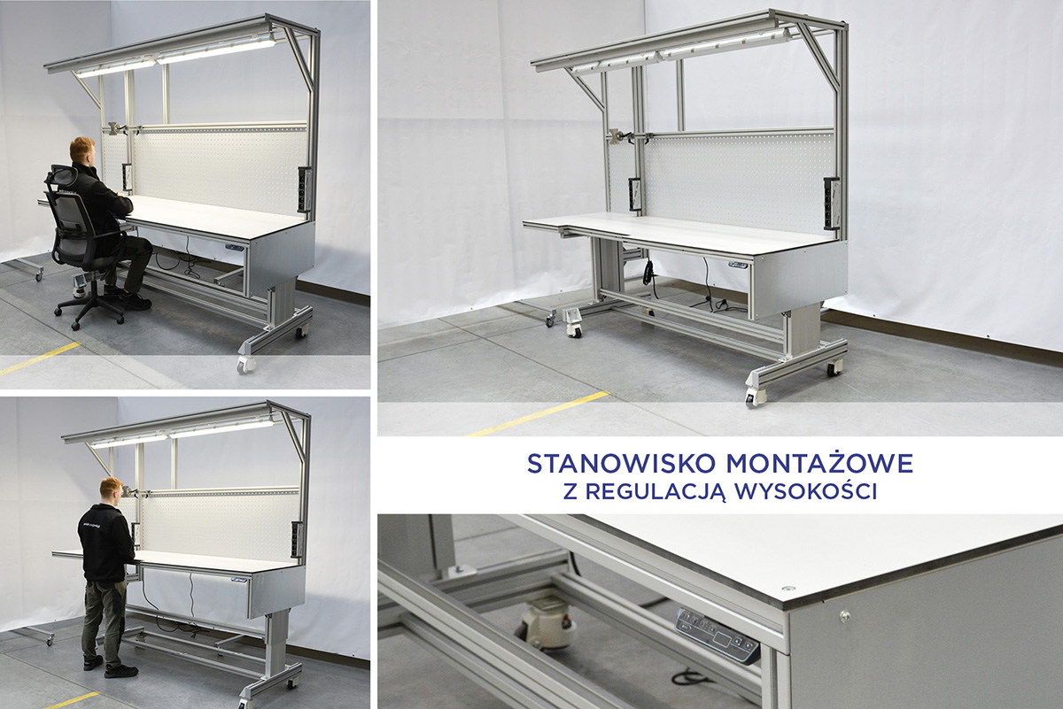 Stanowisko montażowe z elektryczną regulacją wysokości